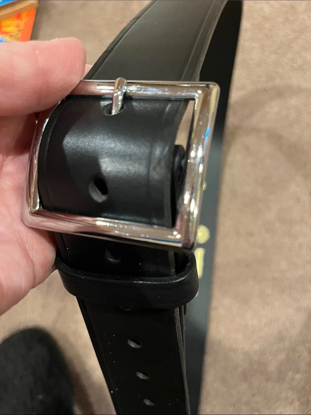 Boston Leather Men's Classic Black Belt with Silver Buckle size 54